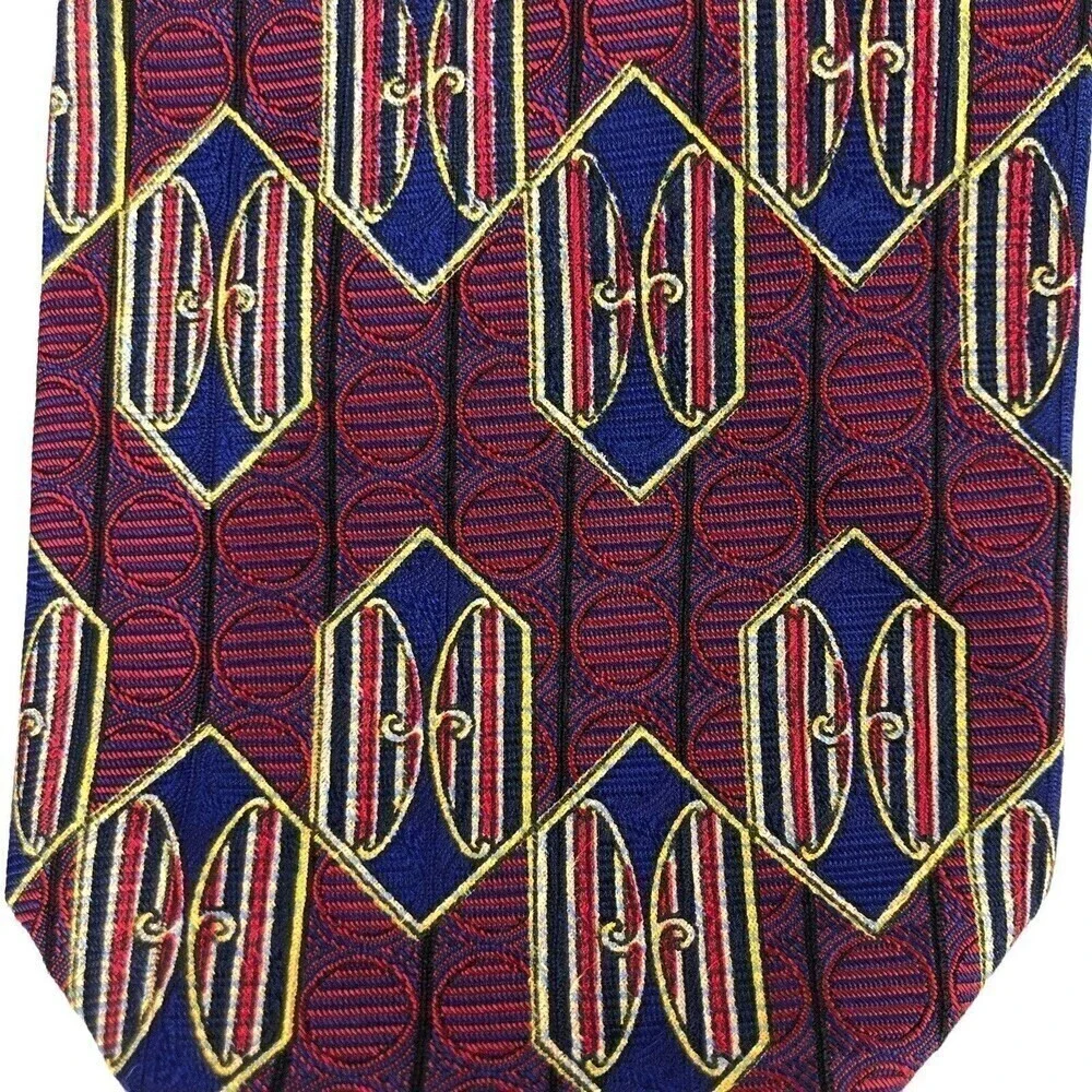 Robert Talbott Best of Class Silk Tie Mens Geometric Crimson Blue Woven Necktie